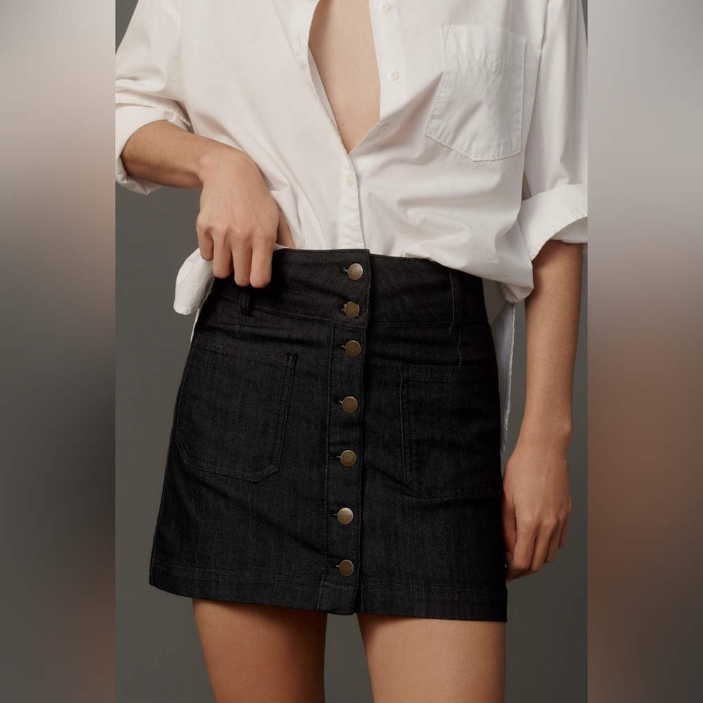 NWT Anthropologie Pilcro Button-Front Denim Mini Skirt, Size 14 - Picture 5 of 7